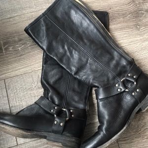 Frye Knee High Leather Boots- Phillip Harness Tall